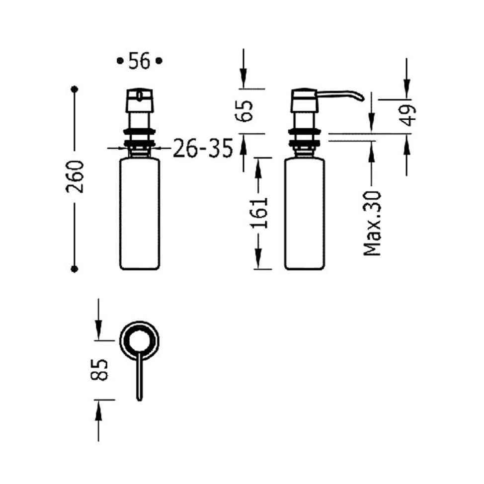 DISPENSADOR JABON METALICO TRES CROMO -13474110-