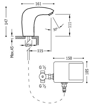 MEZCLADOR LAVABO TRESTRONIC CROMO -19290603-